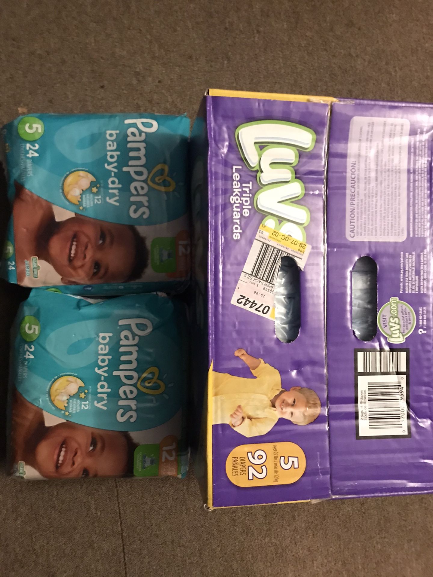 Luvs and Pamper Diapers Size 5