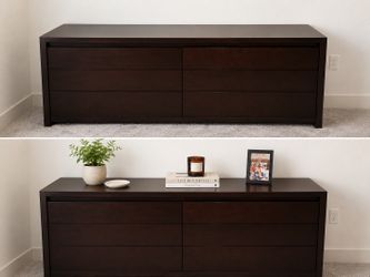 Large Modern 6-Drawer Dresser – Dark Wood Finish