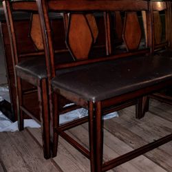 table w bench and chairs