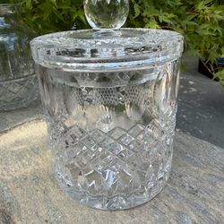Vintage Hand Cut Clear Crystal Biscuit Cookie Jar