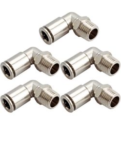 Brass BPL Push to Connect Air Fittings Elbow 1/4" Tube OD x 1/8" NPT Male 90° Degree Adapter (Pack of 5)