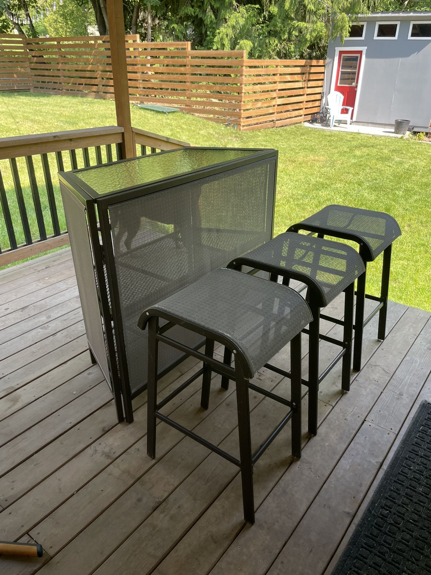 Outdoor Patio Bar with 3 Stools Furniture Set