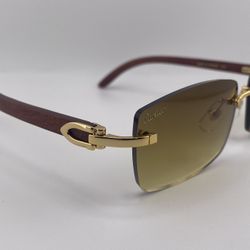 Cartier Wood Frames Brown Lens 
