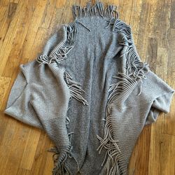 Beige fringe short sleeve cardigan size small
