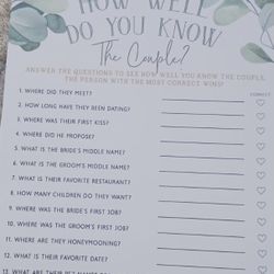 10 Piece How Well Do You Know The Couple Cards