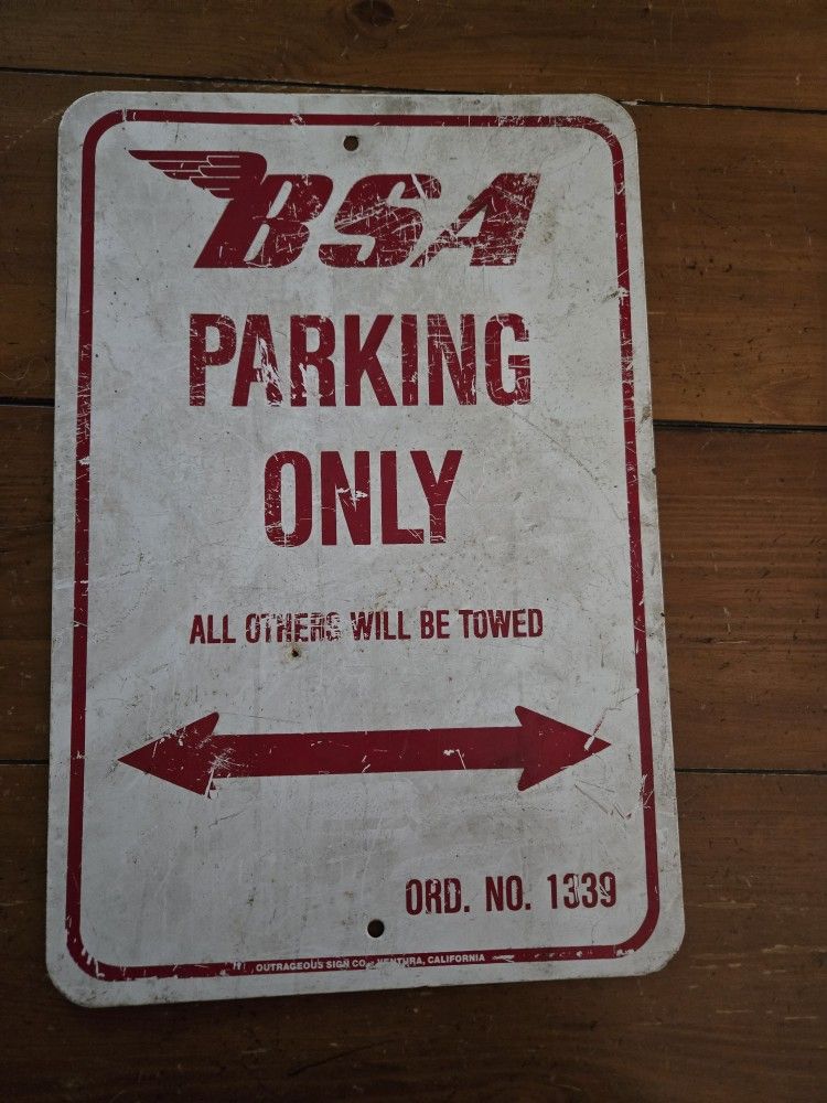 Metal BSA parking Only Sign