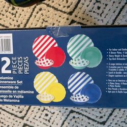 12 Piece Melamine Dinnerware Set indoor or outdoor use 4 sets plates bowls