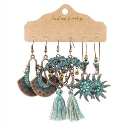 Bohemian Water Drop Earring Jewelry 3 Pairs