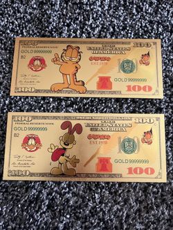 $10 Each-Garfield 24kt Gold Foil Collector Bills