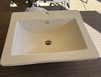 Two Ledge Rectangular Drop In Bathroom Vanity Sinks.