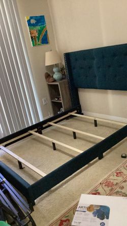 Blue Bed Frame Queen Bed