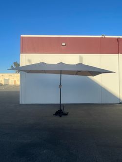☂️🌞 13.5’ x 8.5’ Double-Sided Patio Umbrella with Base – ONLY 1 left at $140 OUT THE DOOR! 🌞☂️ 1 at $120 with minor damage