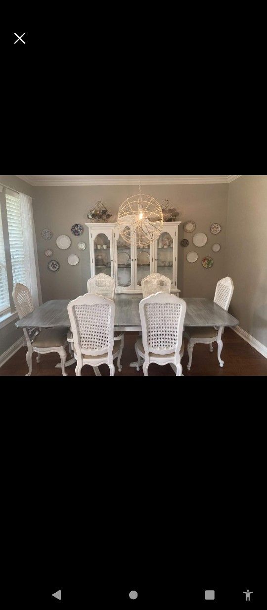 French Provincial Dining Room Table Chairs And China Cabinet 