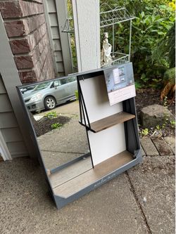 Marlow Glen Wood & Metal Mirrored Wall Shelf