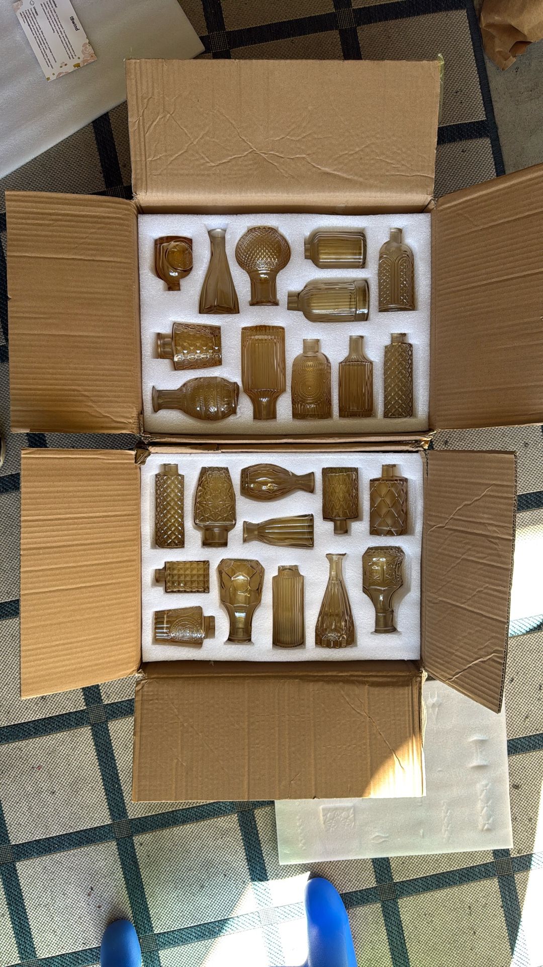 Glass Bud Vase Set of 24, Small Amber Flower Vases for Centerpieces in Bulk, Mini Vintage Vase for Wedding Decor, and Home Table Décor