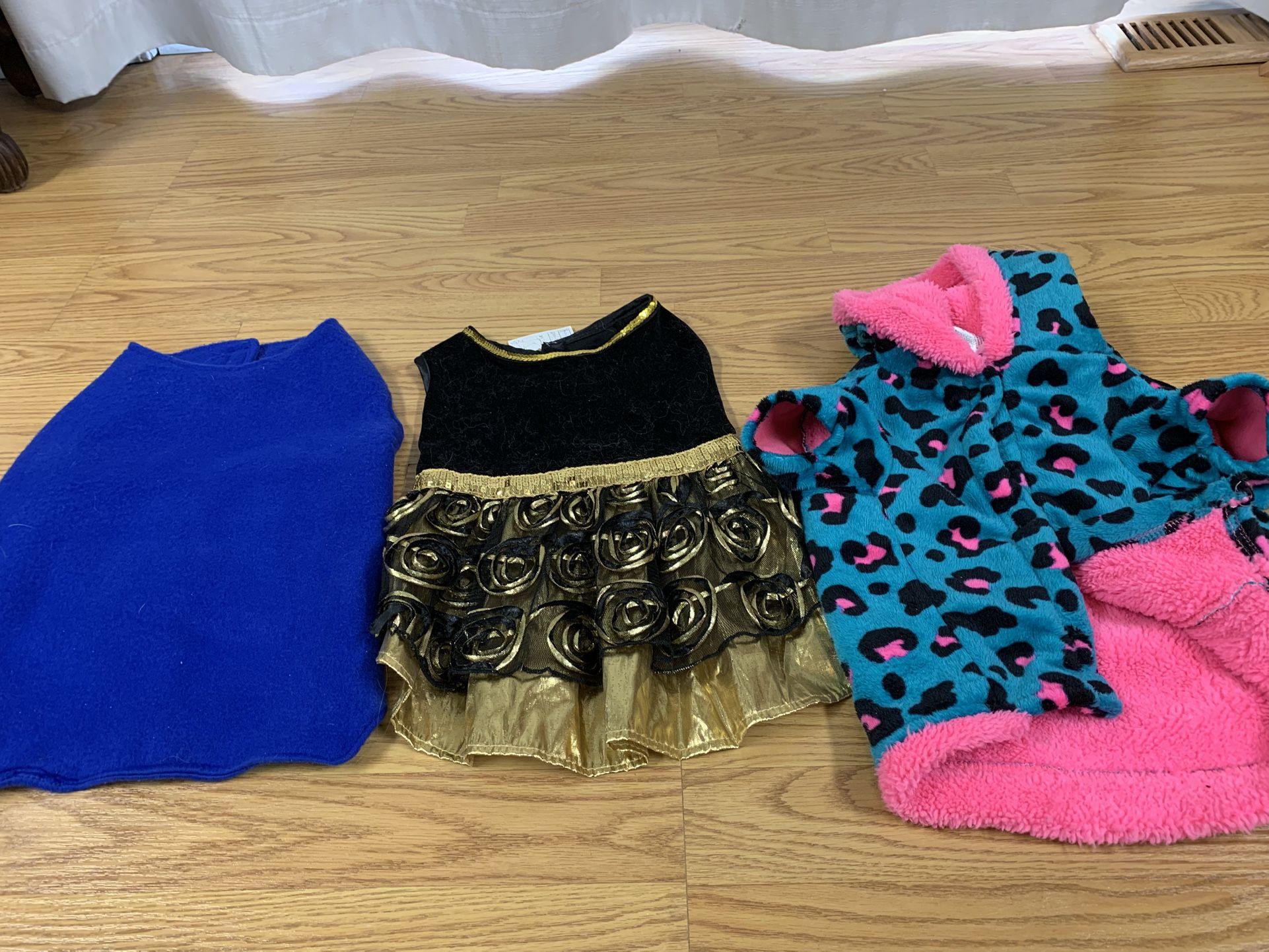 1 Medium Holiday Dog Dress And 2 Medium Dog Coats