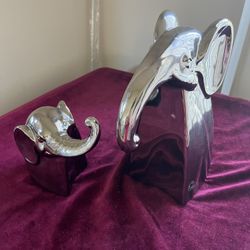 Set Of 2 Elephant Statues Decor