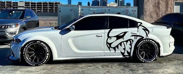 Aggressive cat vinyl wrap decal sticker for Dodge car