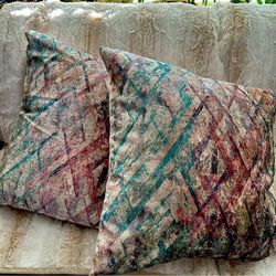 Set of two 16 x 16 throw pillows pink and multicolor