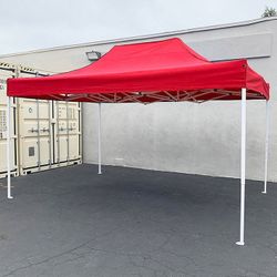 (NEW) $145 Heavy Duty 10x15 FT Outdoor Ez Pop Up Canopy Party Tent Instant Shade w/ Carry Bag (Black, Red)