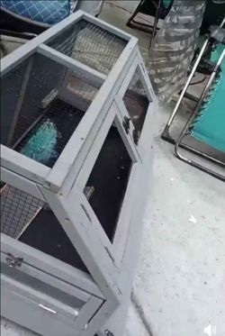 Gray wooden pet hutch