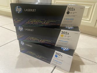 HP 202A Yellow, Blue, Black Toner Cartridges