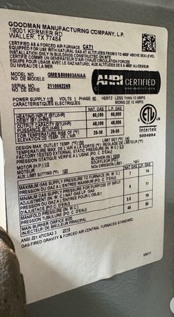 Goodman gas furnace