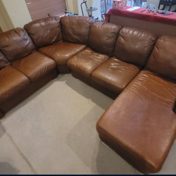 Large 4-Piece Leather Sectional Couch
