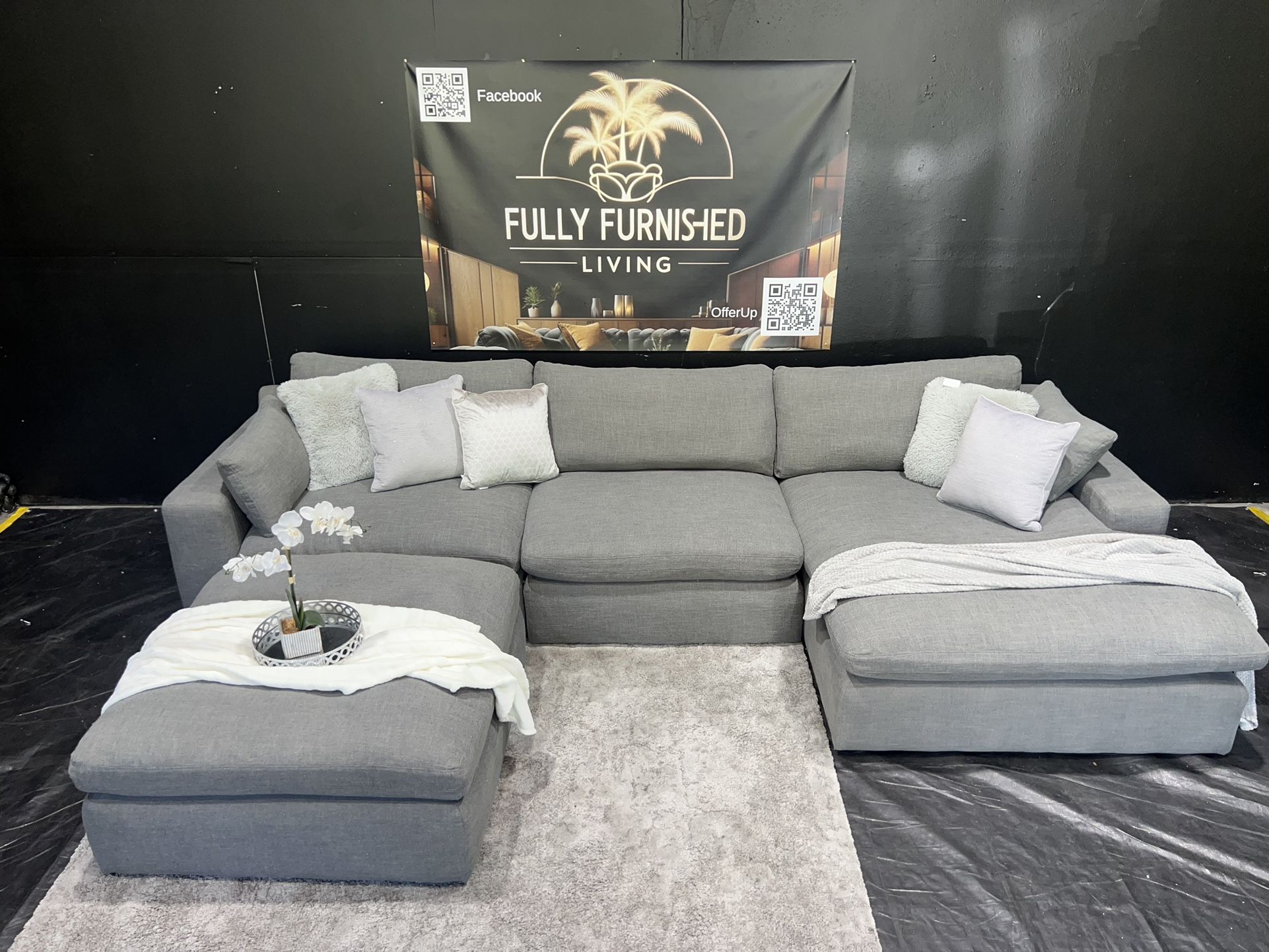 Sectional/couch/sofa, grey, cloud couch,150x68,Delivery Available
