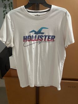 Hollister White Tee with Blue and Purple Gradient Logo
