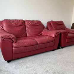 Genuine Full Grain Leather Couch Set (Sofa & Loveseat)