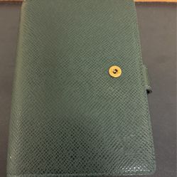 Louis Vuitton Taiga Agenda PM Wallet in Dark Green Leather