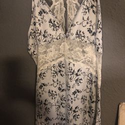 Nanette Lepore Dresses Nanette Leporewoman's M Lace Racerback Satin Midi Nightgown Slip-On Dress
