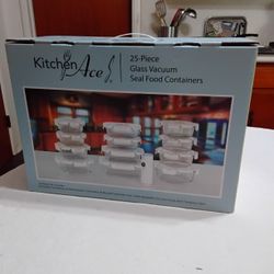 Kitchen Ace 25 Piece Glass Vacuum Seal Food Containers 