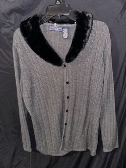 Size 1x Laura Scott Woman Gray Vintage Knit Cardigan
