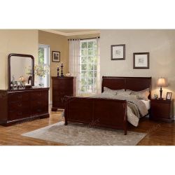 4 PCs Bedroom Set Dresser Mirror Night Stand And Queen Bed 