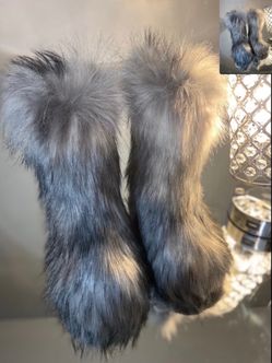 OurGrey Faux Fur Boots size9.5, 10 Message true size & Order