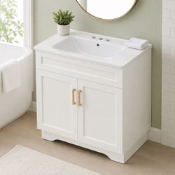 Brand New 32” Bathroom Vanity with Ceramic Sink – $129.99