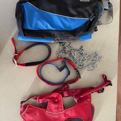 Large Dog Collar, Vest And Vest With Side Pouches