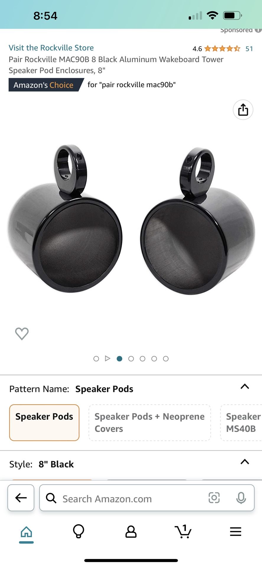 New Pair Of Rockville Mac90B 8 Inch Black Aluminum Tower Speaker Pod