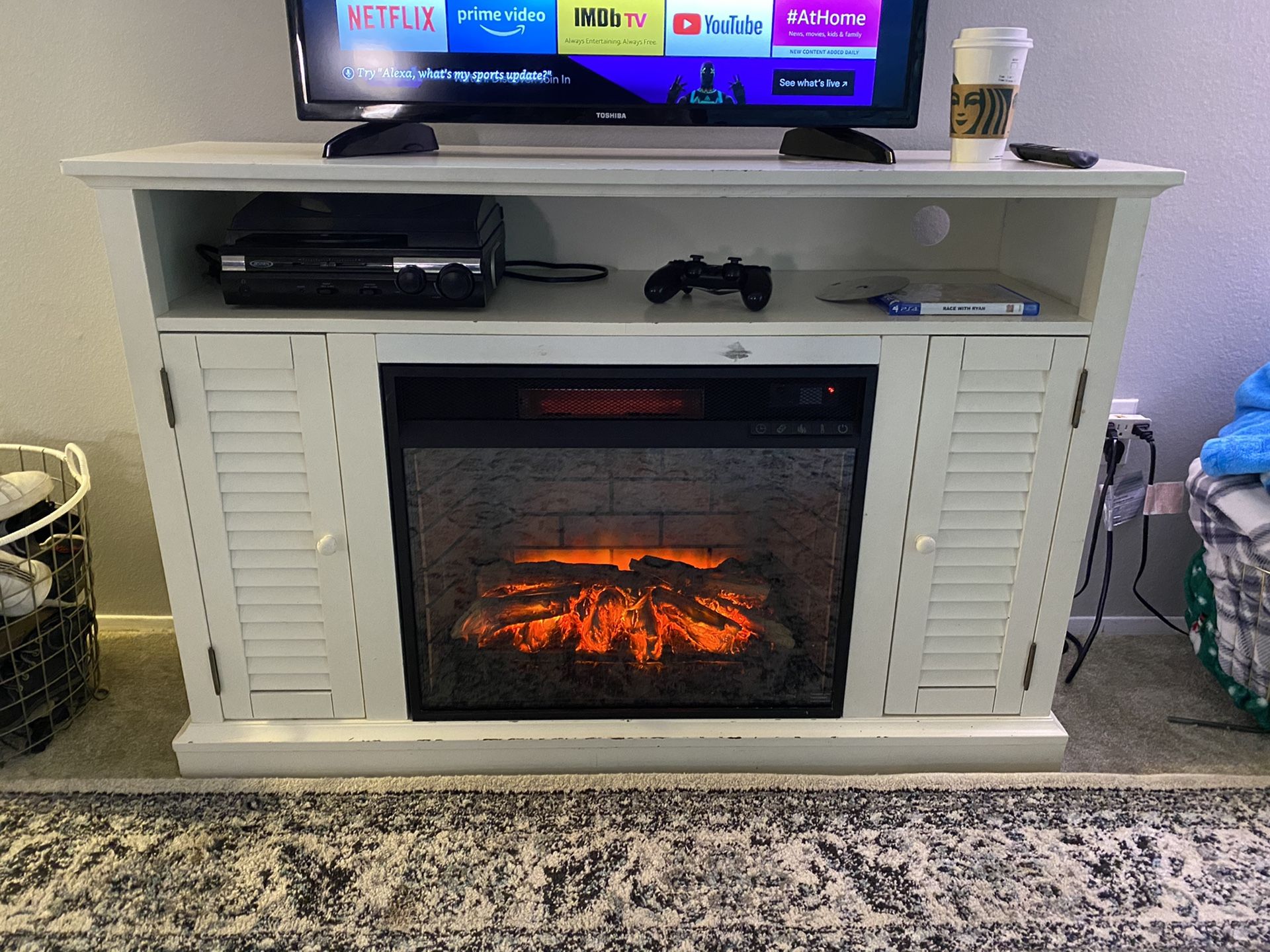 TV stand electric fireplace heater