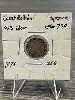 1878 Great Britain Silver 3 Pence 