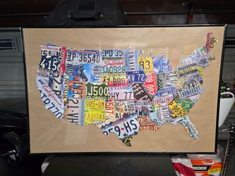 Framed puzzle map of US