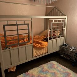 Solid Metal Twin Bed With Mattress And Topper