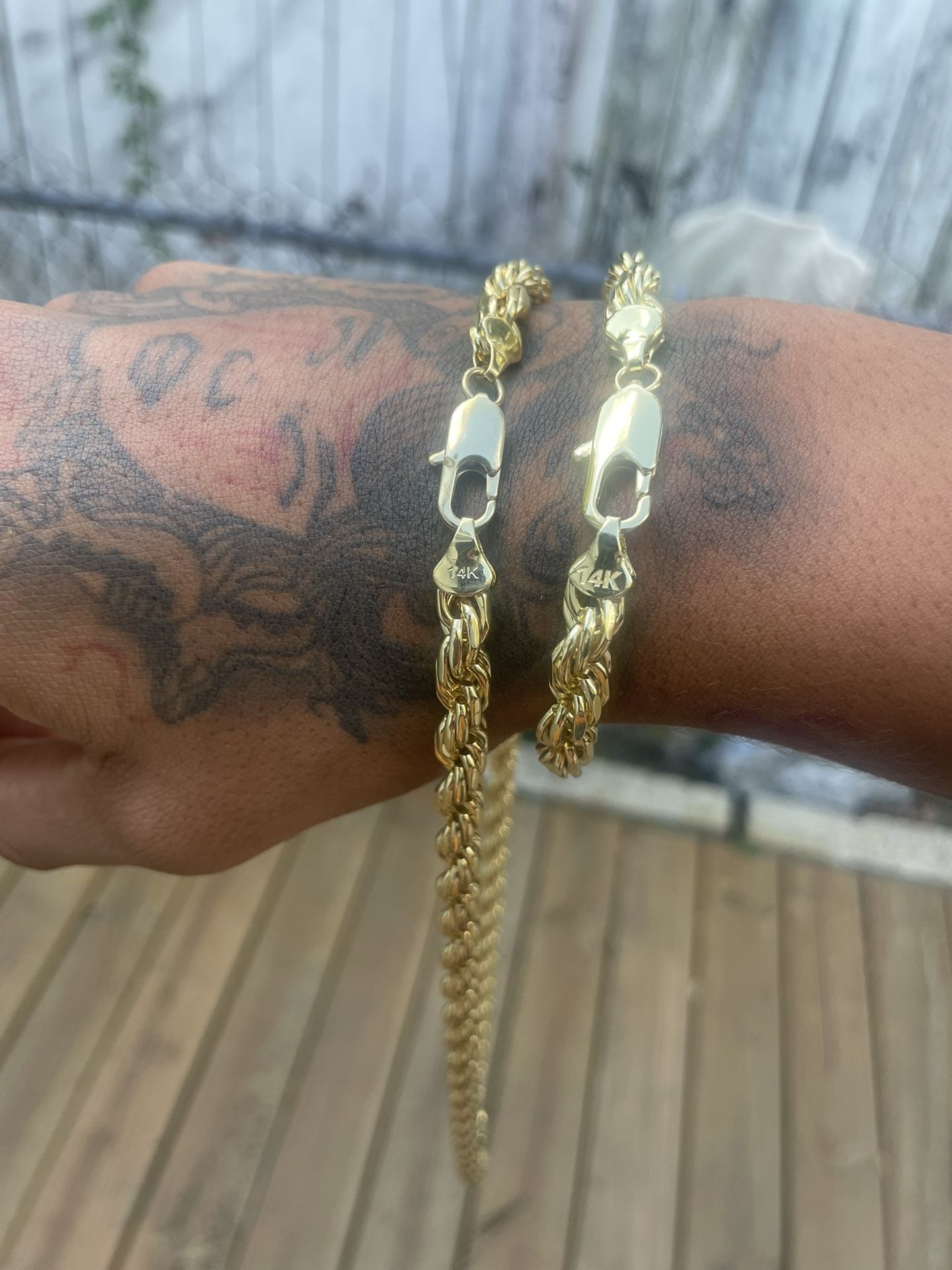 14k Stamped Rope Chain And Braclet