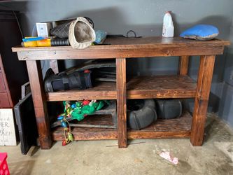 Folding table/storage shelves