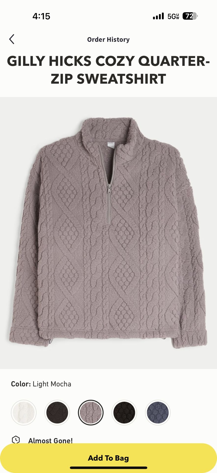 Hollister Gily Hicks Cozy Half Zip Sweater