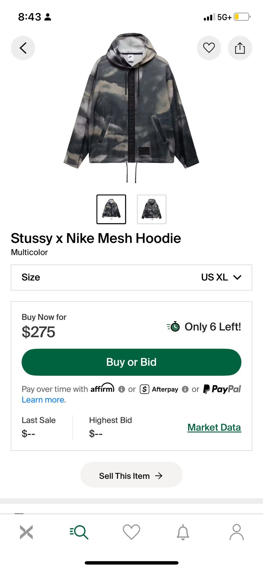 Stussy x Nike Mesh hoodie. Size XL