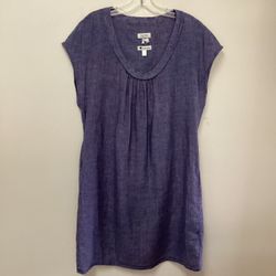 Women’s MALVIN HAMBURG-Germany 100% linen blue cap sleeve scoop neck dress… Size large