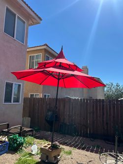 9" ft pagoda market umbrella patio color: red base not included